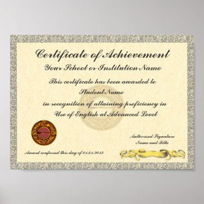 Certificate of Achievement School College Award Posters by DigitalDreambuilder