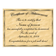 Certificate of Achievement Template Postcard