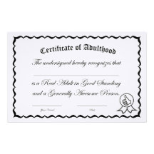 Certificate of Adulthood Personalized Stationery