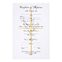 Certificate of Baptism-Child Stationery Design