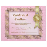 Certificate of Excellence Diploma Gold Pink Crown