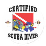 Certified SCUBA Diver Round Sticker