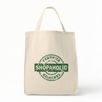 Certified Shopaholic Grocery Tote Bag by LisaMarieDesign