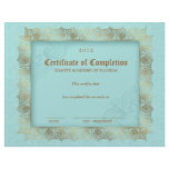 Certifiicate of Completion Diploma Beauty Blue 2 letterhead