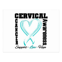 Cervical Cancer Awareness Brushed Heart Ribbon Post Card