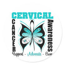 Cervical Cancer Awareness Butterfly Round Stickers