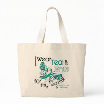 CERVICAL CANCER I Wear Teal and White Daughter 45 Tote Bags