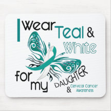 CERVICAL CANCER I Wear Teal and White Daughter 45 Mouse Pads