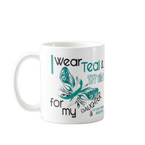 CERVICAL CANCER I Wear Teal and White Daughter 45 Mugs