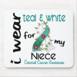 Cervical Cancer I Wear Teal & White For My Niece 4 Mouse Pad