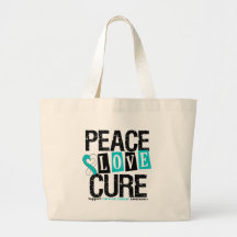 Cervical Cancer Peace Love Cure Tote Bag