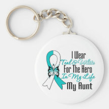 Cervical Cancer Ribbon My Hero My Aunt Keychain