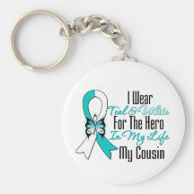Cervical Cancer Ribbon My Hero My Cousin Keychain