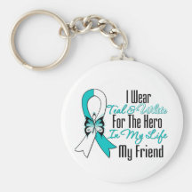 Cervical Cancer Ribbon My Hero My Friend Keychain