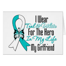 Cervical Cancer Ribbon My Hero My Girlfriend Greeting Card