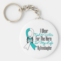 Cervical Cancer Ribbon My Hero My Granddaughter Key Chains