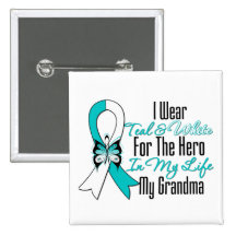 Cervical Cancer Ribbon My Hero My Grandma Pinback Buttons