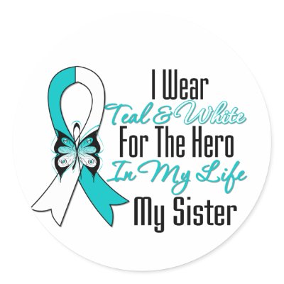 Cervical Cancer Ribbon My Hero My Sister Sticker by cancerapparel
