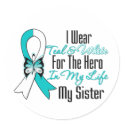 Cervical Cancer Ribbon My Hero My Sister stickers