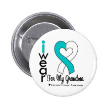 Cervical Cancer Ribbon Support Grandma Button