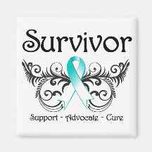 Cervical Cancer Survivor Floral Deco Refrigerator Magnet