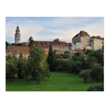 Cesky Krumlov castle postcard