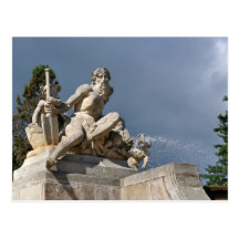 Cesky Krumlov fountain postcard