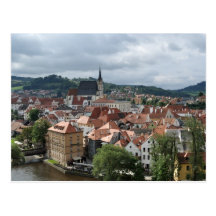 Cesky Krumlov old town postcard