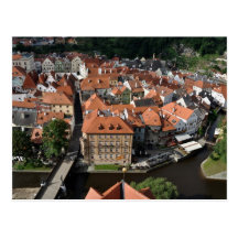 Cesky Krumlov old town postcard