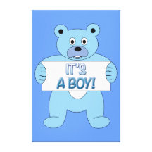 C'est un ours bleu de garçon impression sur toile