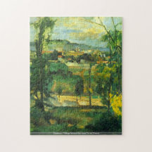 Cezanne - Village behind the trees Ile de France Puzzle