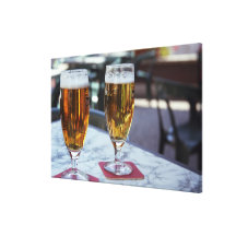 Chablis; two cool beers at 42 degrees hot summer stretched canvas prints