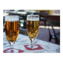 Chablis; two cool beers at 42 degrees hot summer post card