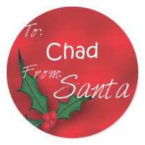 Chad Personalized Holly Label28 Round Stickers