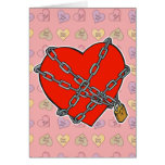 chained and locked heart greeting card
