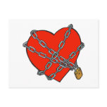 chained and locked heart postcards