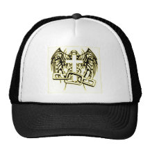 CHAINED AND WINGED CROSS PRINT HATS