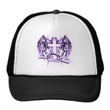 CHAINED AND WINGED CROSS PRINT TRUCKER HAT
