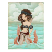 Chained to the Sea - Pirate fairy post card