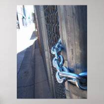 Chains of blue posters