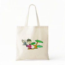 Chainsaw Holding Kid with Bonsai Graphic Image Canvas Bag