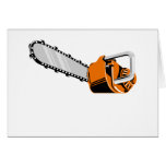 chainsaw retro style greeting cards