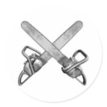 Chainsaws Round Stickers