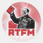 chairman mao rtfm little red book round sticker