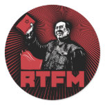 chairman mao rtfm little red book round sticker