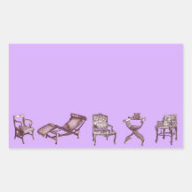 Chairs in a light lilac pink rectangle sticker