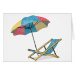 Chaise et parapluie de plage cartes de vœux