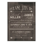 Chalk board Wedding Invitation with old fashioned