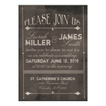 Chalk board Wedding Invitation with old fashioned invitations