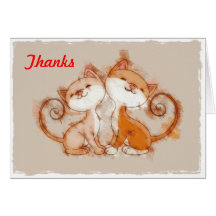 Chalk Drawing of Two Kittens Cards